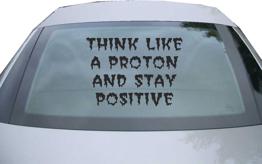 Indigos UG - Aufkleber Heckscheibe & Motorklappe DE6295 - schwarz - 600x428 mm - Think Like A Proton and Stay Positive - Auto Scheiben Fenster Heck...