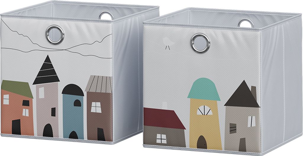 Faltbox Vicco  Grau (Stadt) 30 x 30 cm (Motiv Stadt), Model Produktbild 