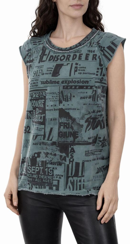Diesel S-Svan-A FELPA Damen Shirt Sweatshirt Kurzarm Grün
