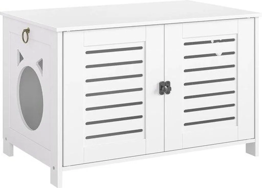 Étagère en bois blanc 60 x 45 x 50 cm - Petit Meuble de Rangement Chic