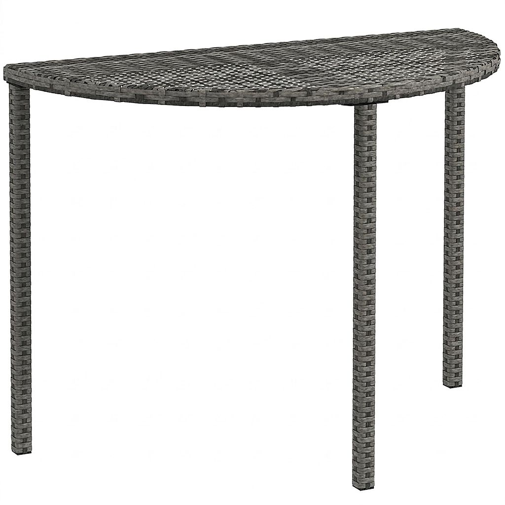 Balkontisch halbrund wetterfest - Polyrattan Beistelltisch 100x50x74 cm grau