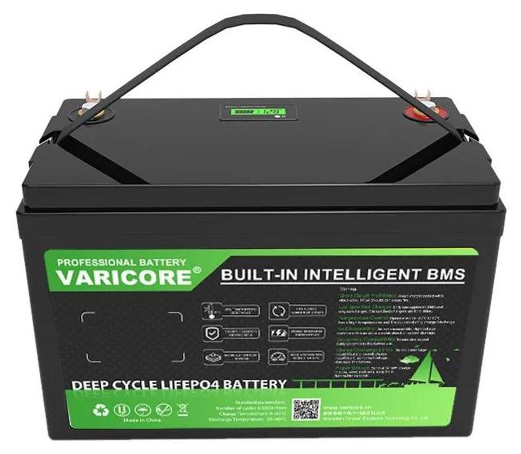 LiFePO4 Batterie 12,8V 32Ah - 12V Lithium-Eisenphosphat Akku - Deep Cycle - LCD Display - Für Solar Wohnmobil Boot Hausenergie - 12,8V 32Ah LCD
