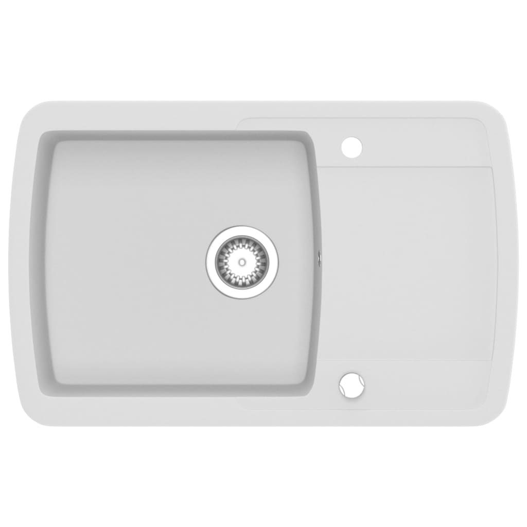 vidaXL Granitspüle Einzelbecken Weiß