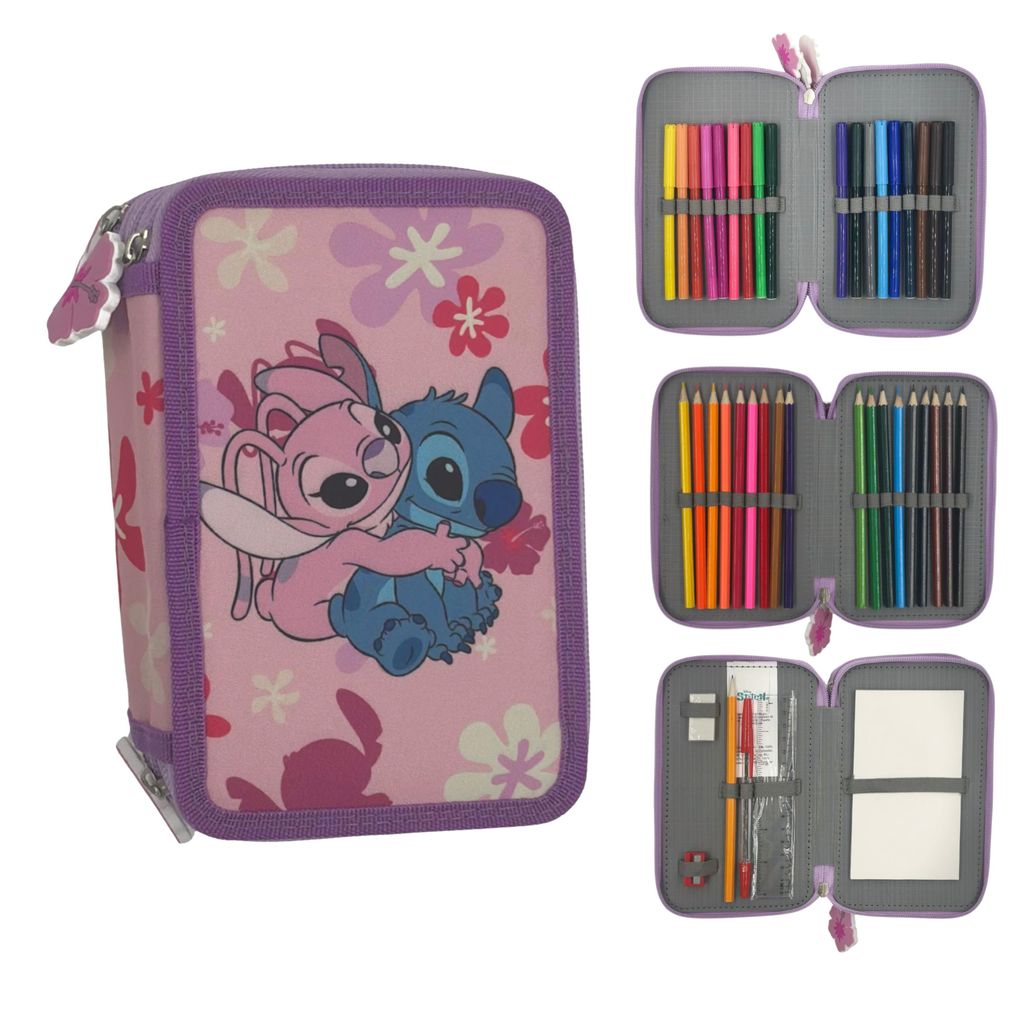 Federmäppchen mit drei Fächern und Zubehör für Mädchen Lilo Produktbild 