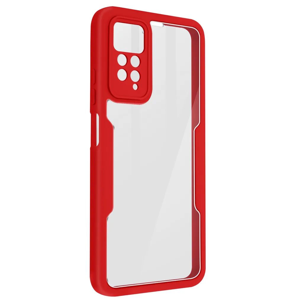 Cover Integrale Avizar 360 per Redmi Note 11 Pro 5G - Silicone Rosso - 2