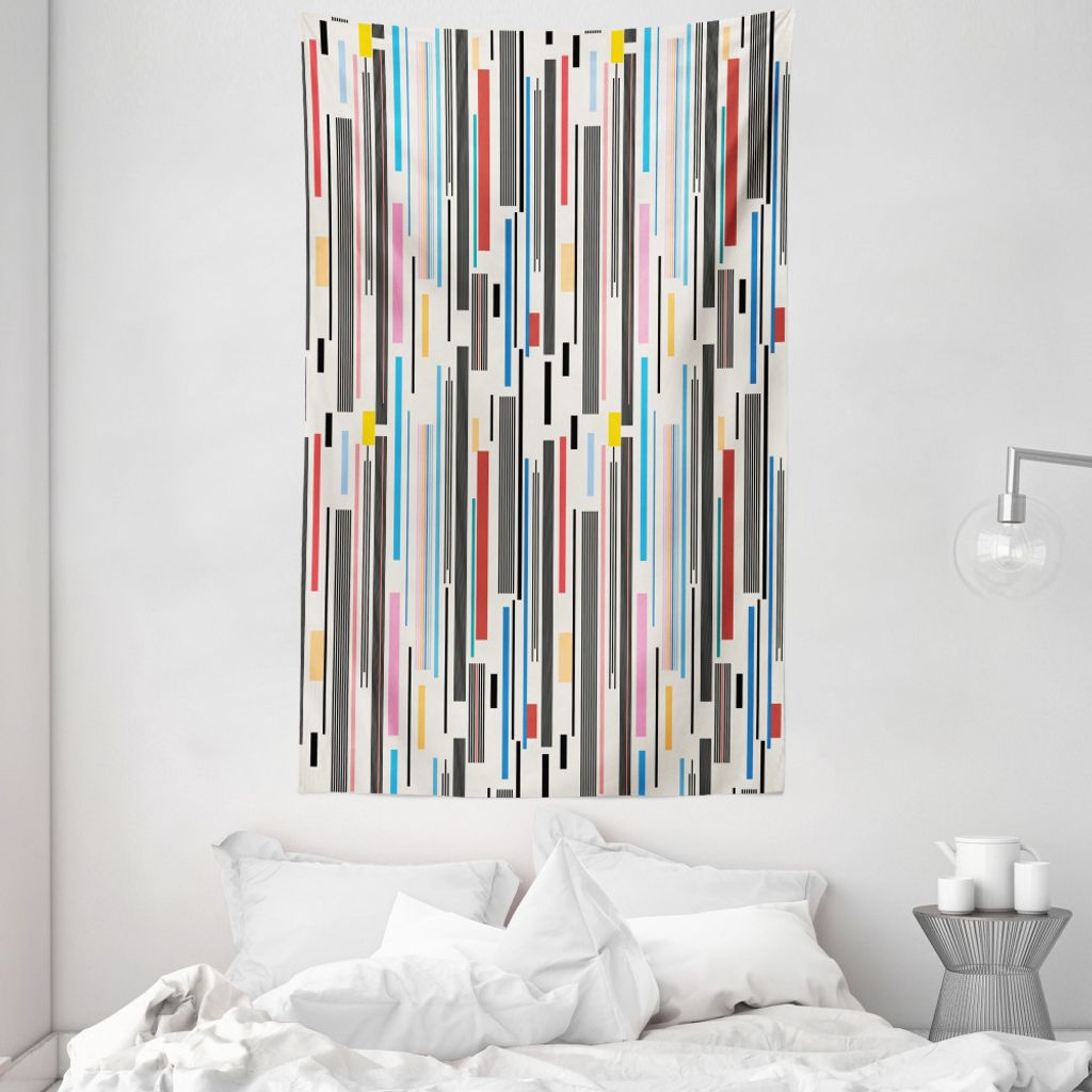 ABAKUHAUS Abstrakt Wandteppich und Tagesdecke, Verschiedene Farben-Streifen aus Weiches Mikrofaser Stoff Waschbar ohne Verblassen Digitaldruck, 140...