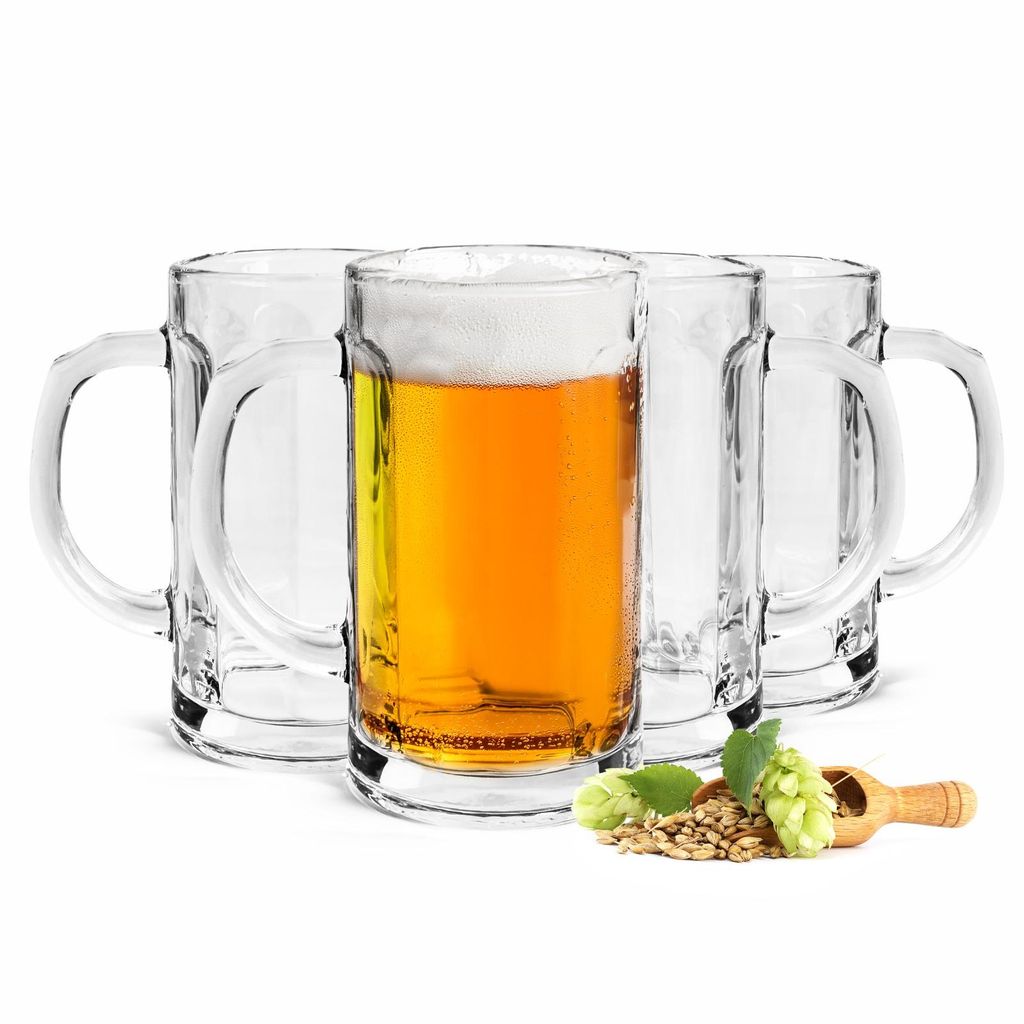 4 chopes de bière, verres à bière de 500 ml, pichets à Image du produit 