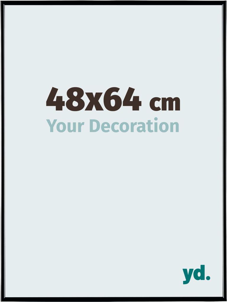 A marketing image showing a frame size and a placeholder for decoration.