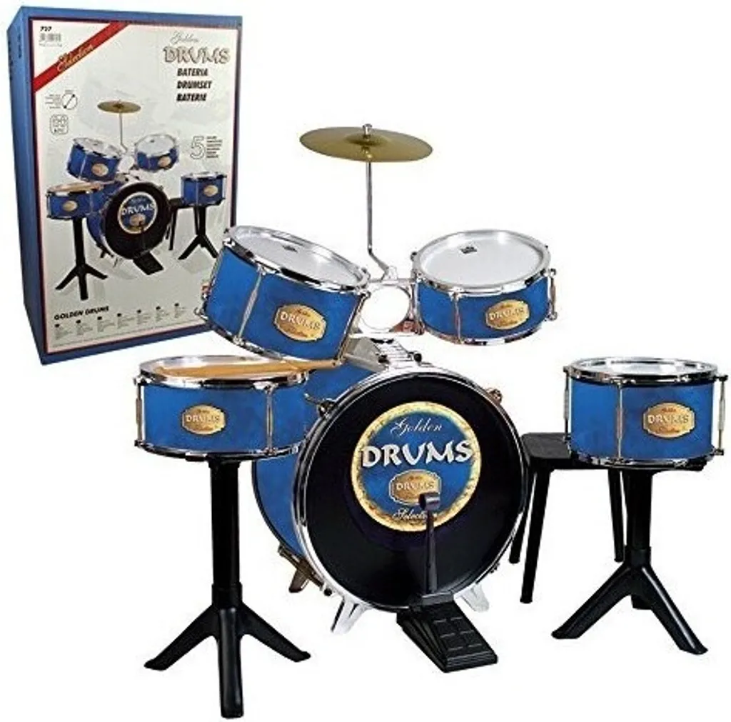 Batterie REIG 727 Golden Drums - Set de Percussion Enfant Complet Doré