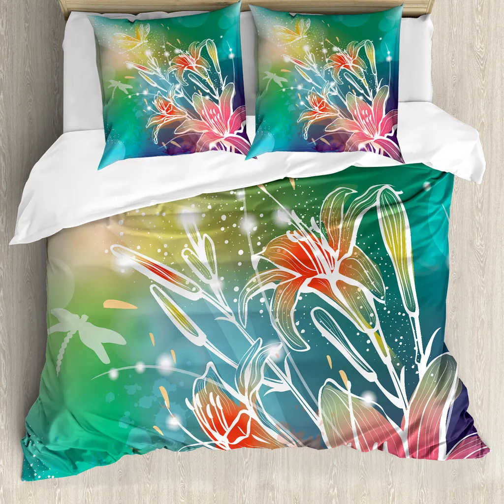 Copripiumino Fantasia Libellula ABAKUHAUS - Verde e Lilla 155x220