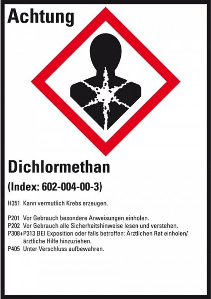 Dreifke Aufkleber I GHS-Etikett Dichlormethan, GefStoffV/GHS/CLP, Folie, 52x...