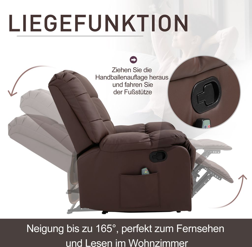 HOMCOM Masážní křeslo TV křeslo Relaxační křeslo s masážní Obrázek produktu 4