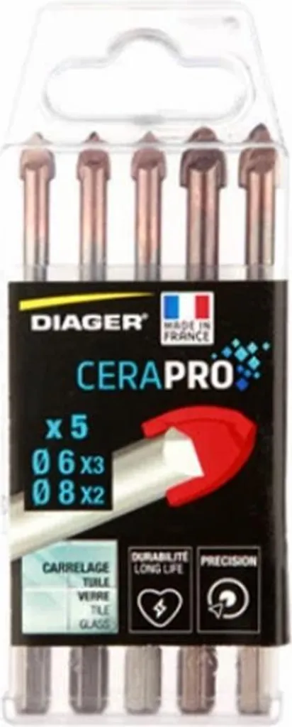Coffret 5 forets carrelage CERAPRO DIAGER 4130A avec Ø6mm et Ø8mm