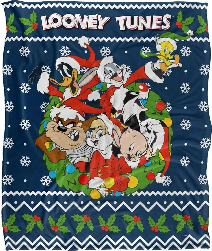 Plaid de Noël Looney Tunes Couverture Colorée Photo de Groupe TV19082