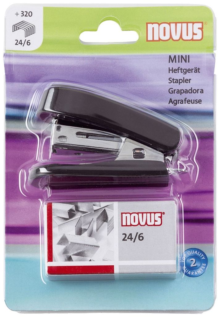 Novus Heftgerät Mini, bis 12 Blatt schwarz, im Blister Produktbild 