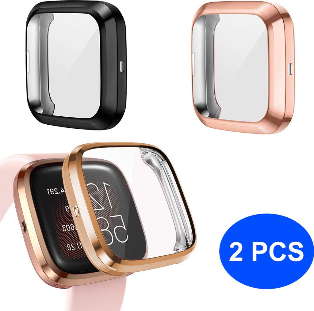 2er-Pack Panzerfolie Für Fitbit Versa 2 Displayschutzfolie Schutzfolie 3D Schwarz + Roségold