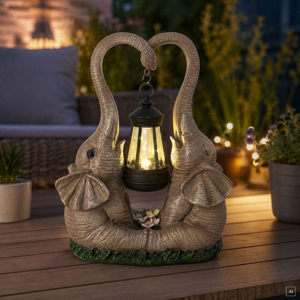 abc HOME | Gartenfigur Elefanten mit Laterne | LED | Produktbild 