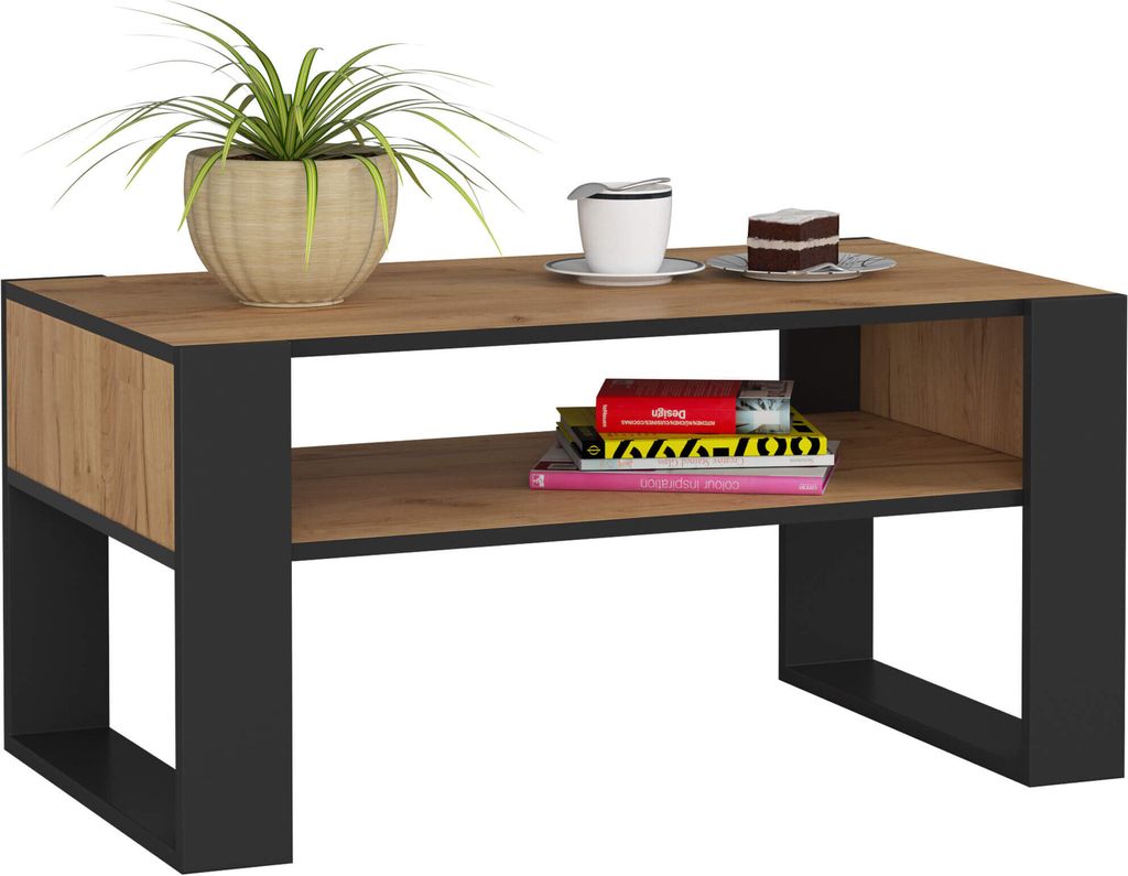 Akord Konferenční stolek Domi dub/černý 92x53x45 cm Obrázek produktu 