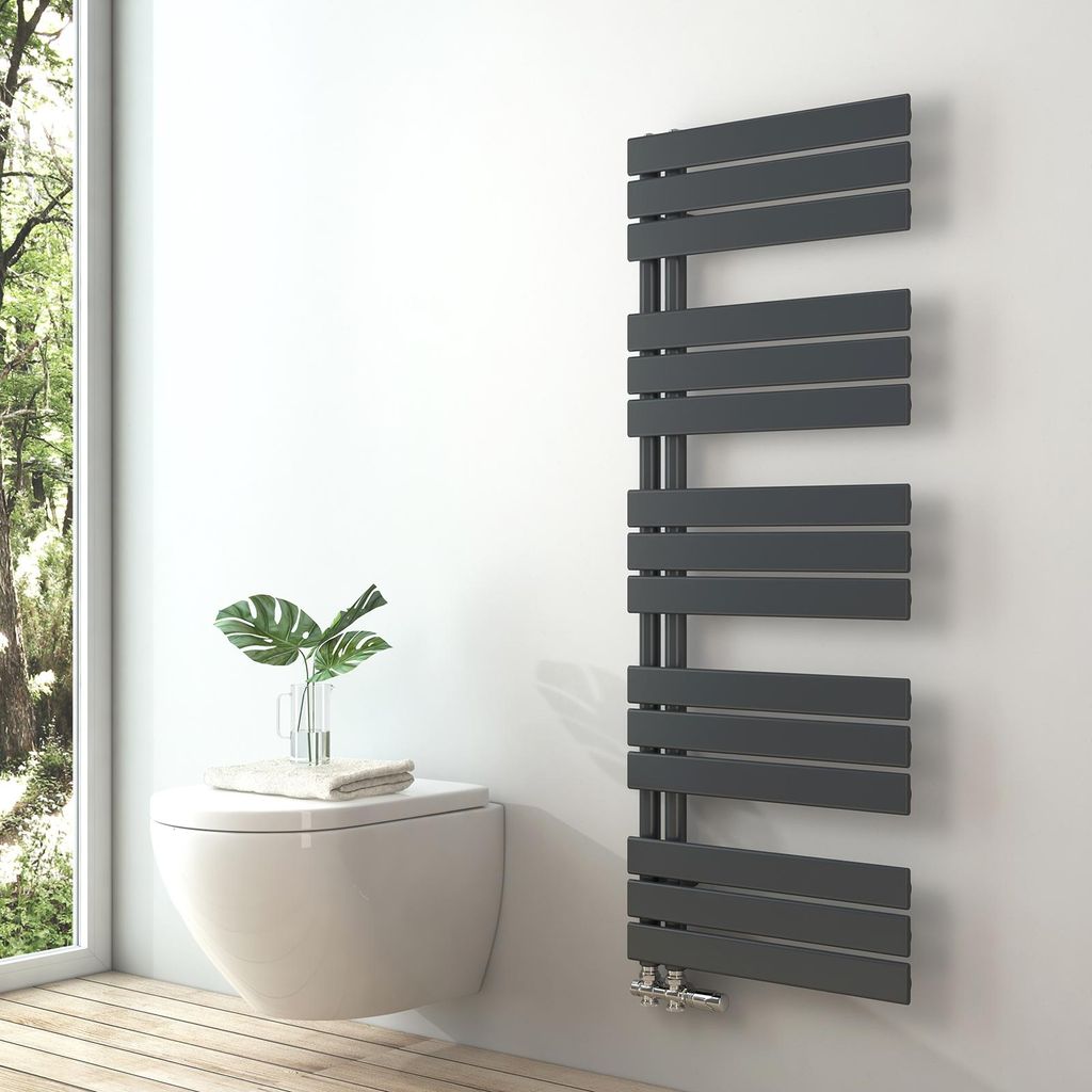S'AFIELINA 1320x500mm Design Badheizkörper Handtuchheizkörper Flach Paneel Seitenanschlusss Heizkörper für Bad Handtuchtrockner Anthrazit 661 Watt