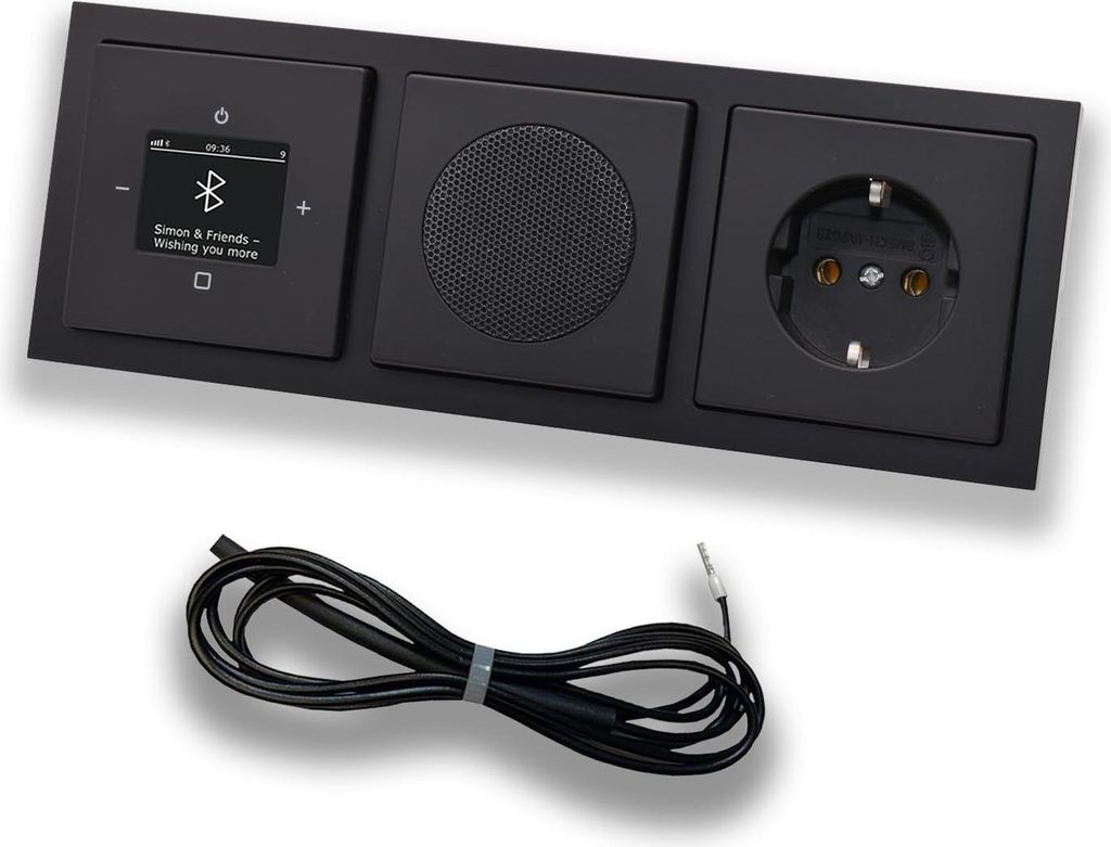 Busch Jäger DAB+ Unterputz Bluetooth Radio 8217U-101 Future SCHWARZ MATT, Set mit Lautsprecher, Abdeckungen, Steckdose mit Kinderschutz, Rahmen + ...
