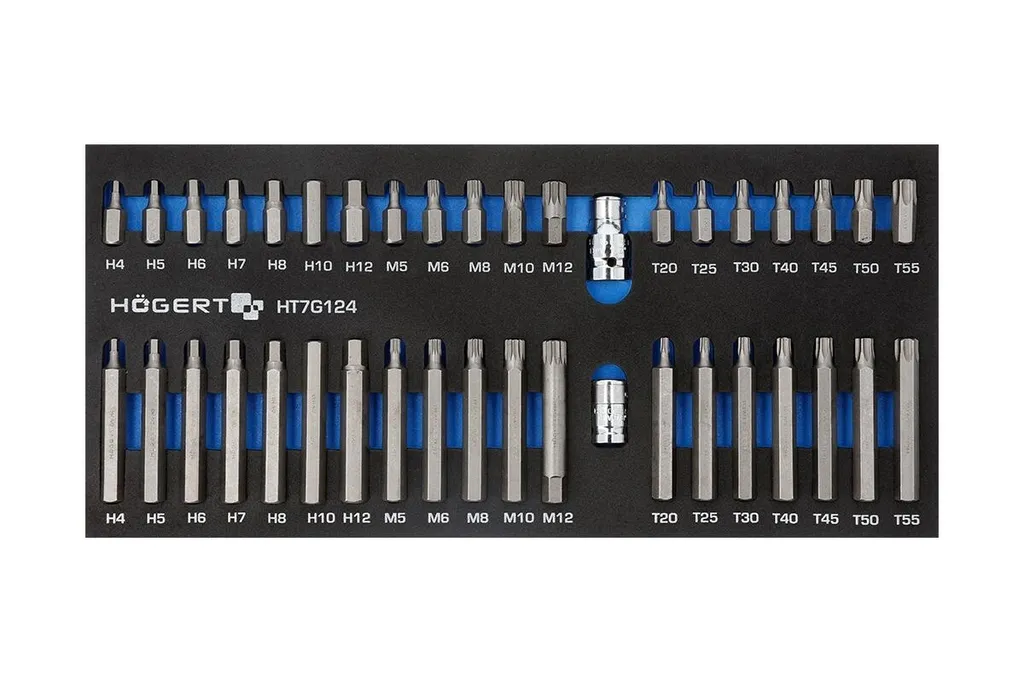 Jeu d'Embouts Torx et Hex Hogert en Acier S2 avec Support EVA Antichoc