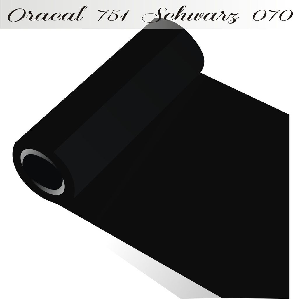 Oracal 751 - Orafol Folie 5m (Laufmeter) freie Farbwahl 118 glänzende Farben - glanz in 4 Größen, 50 cm Folienhöhe schwarz - 070