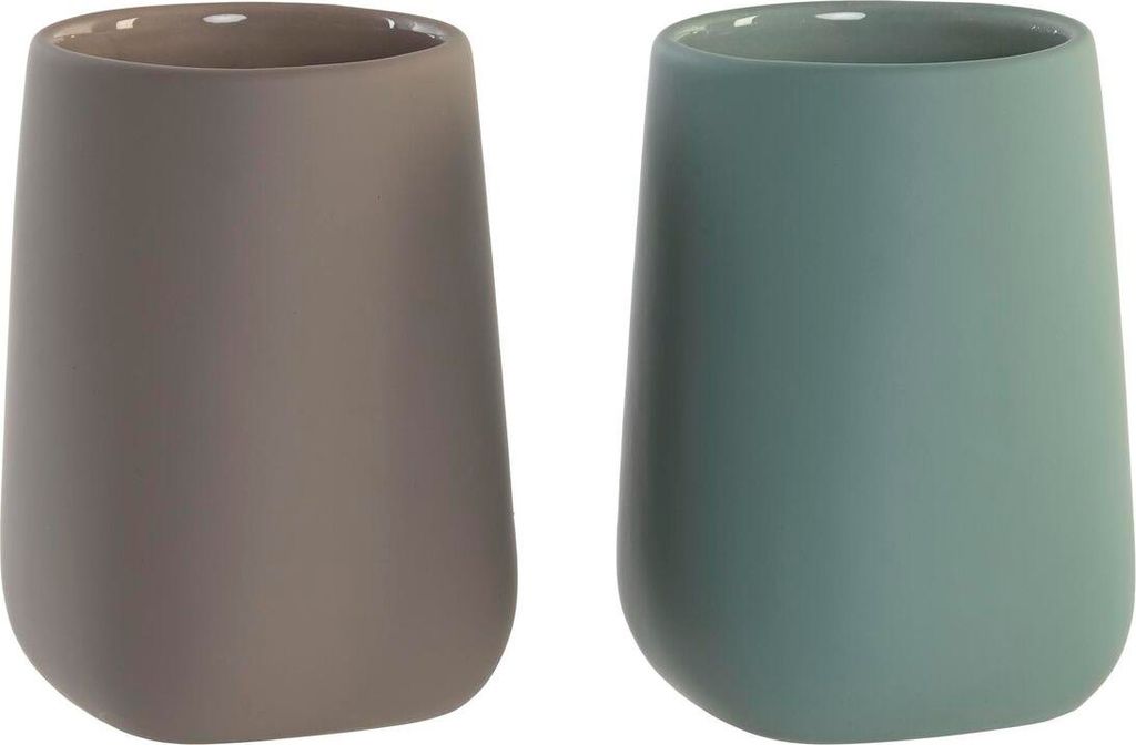 Zahnbürstenhalter DKD Home Decor grün Beige Dolomite 8 x 8 x 11 cm (2 Stück)