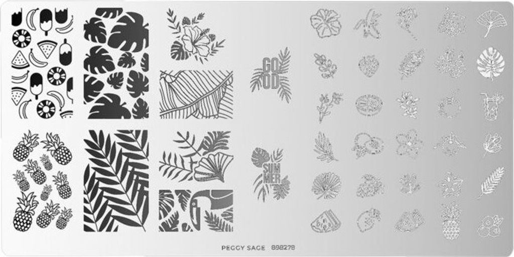 Peggy Sage Nail Art Stempelplatte mit Tropenmotiven
