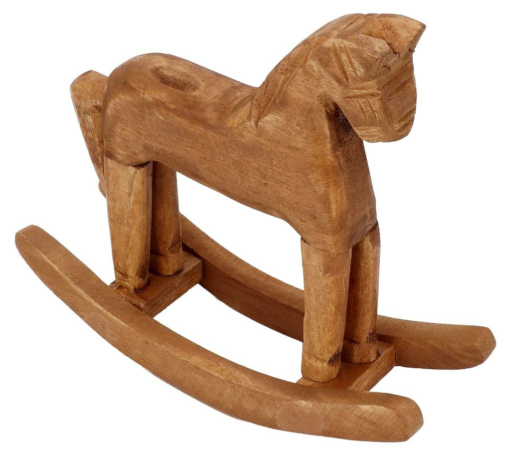 Hölzernes Schaukelpferd-Dekor aus Kiefernholz, Handgefertigte Ornamente für die Weihnachtsdekoration im Heimbüro, geeignet für Nachttisch, Büc...