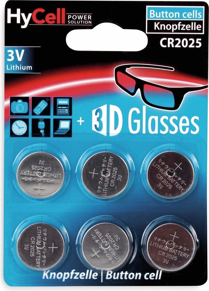 HyCell 6x CR2025 Batterie Lithium Knopfzelle 3V Knopfbatterien