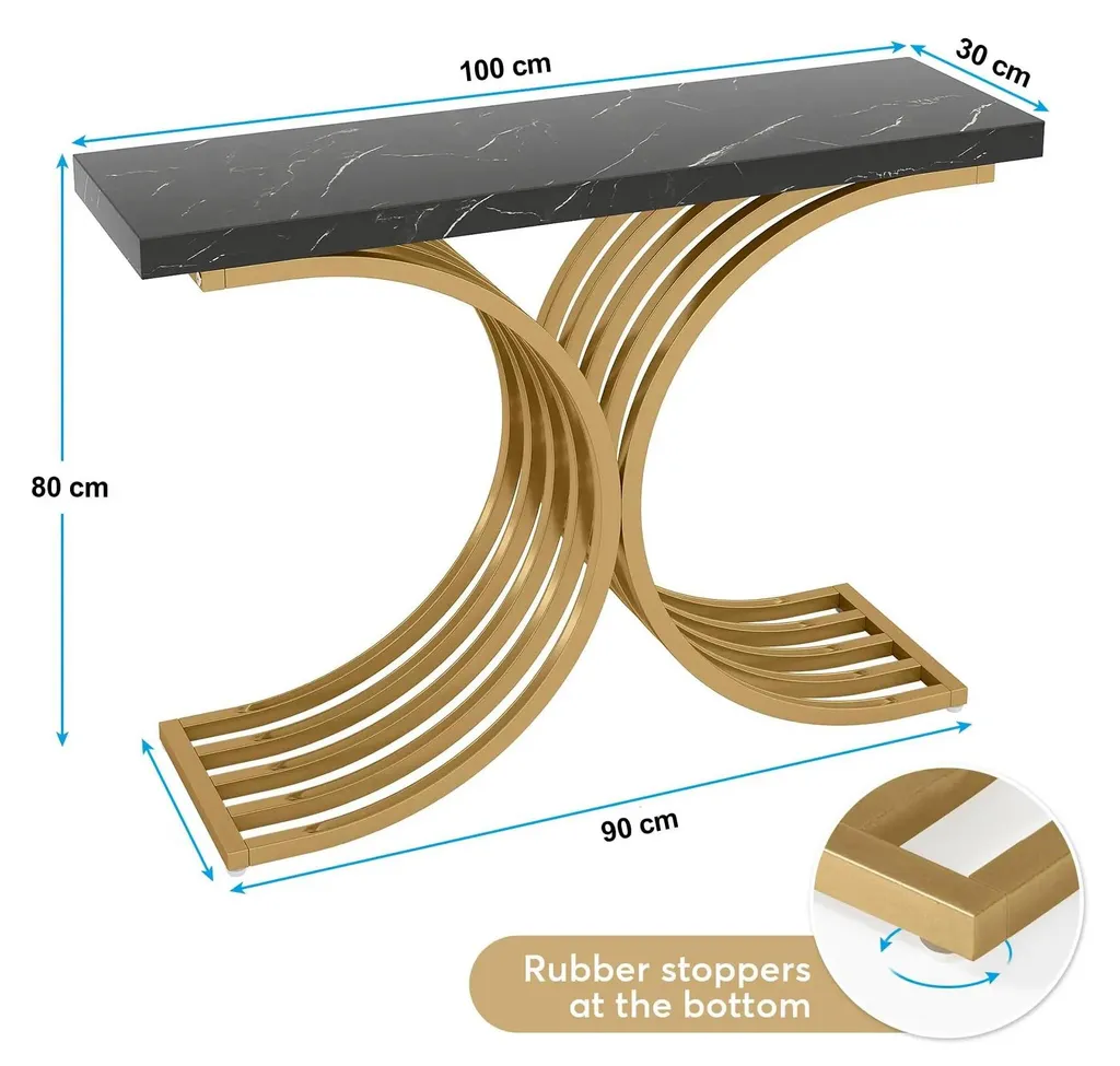 Petite console dorée pour petit espace - Table d'entrée bois 100x30 cm chic - 5