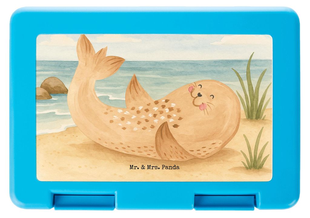 Mr. & Mrs. Panda Lunchbox Robbe Liegen Design - Weiß - Geschenk, Ostsee, Robben, Bentobox, Butterbrotdose, Nordsee, Frühstücksbox, Snackbox, Lac...