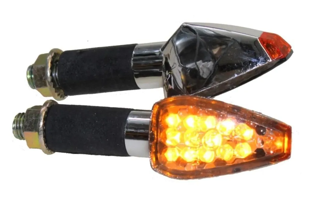 Indicatori di direzione LED per moto Futuro nero/cromo colorato