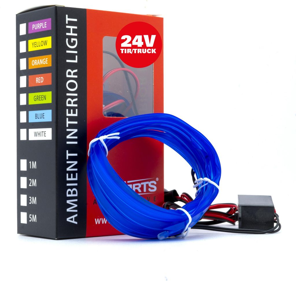 LED Auto Fiberoptik Ambientelicht 24V Blau 3 Meter