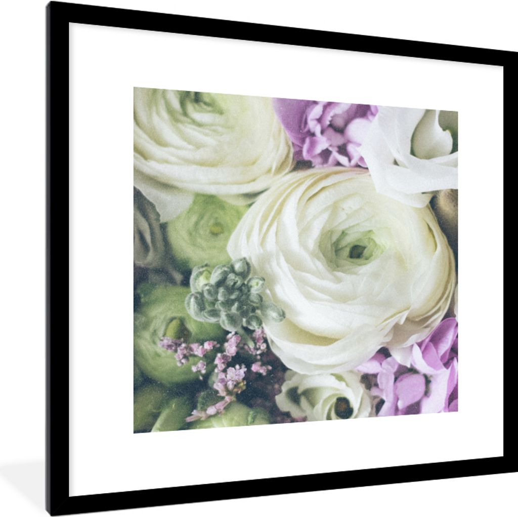 MuchoWow Gerahmtes Poster Blumen - Rosen - Natur 40x40 cm - Poster mit Schwarzem Bilderrahmen Wandposter Rahmen Foto Bilder - Poster - Plakat im ...