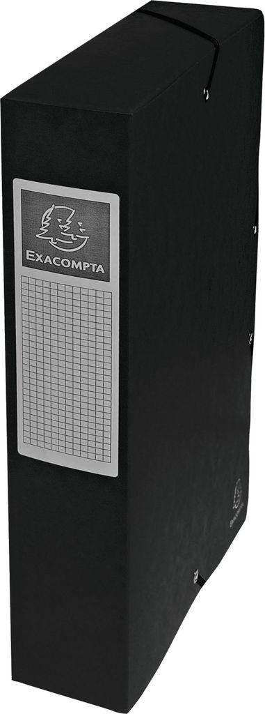 Exacompta 8x Archivbox Karton, 600g, Rücken 60mm + Etikett, A4, Schwarz, 50601E