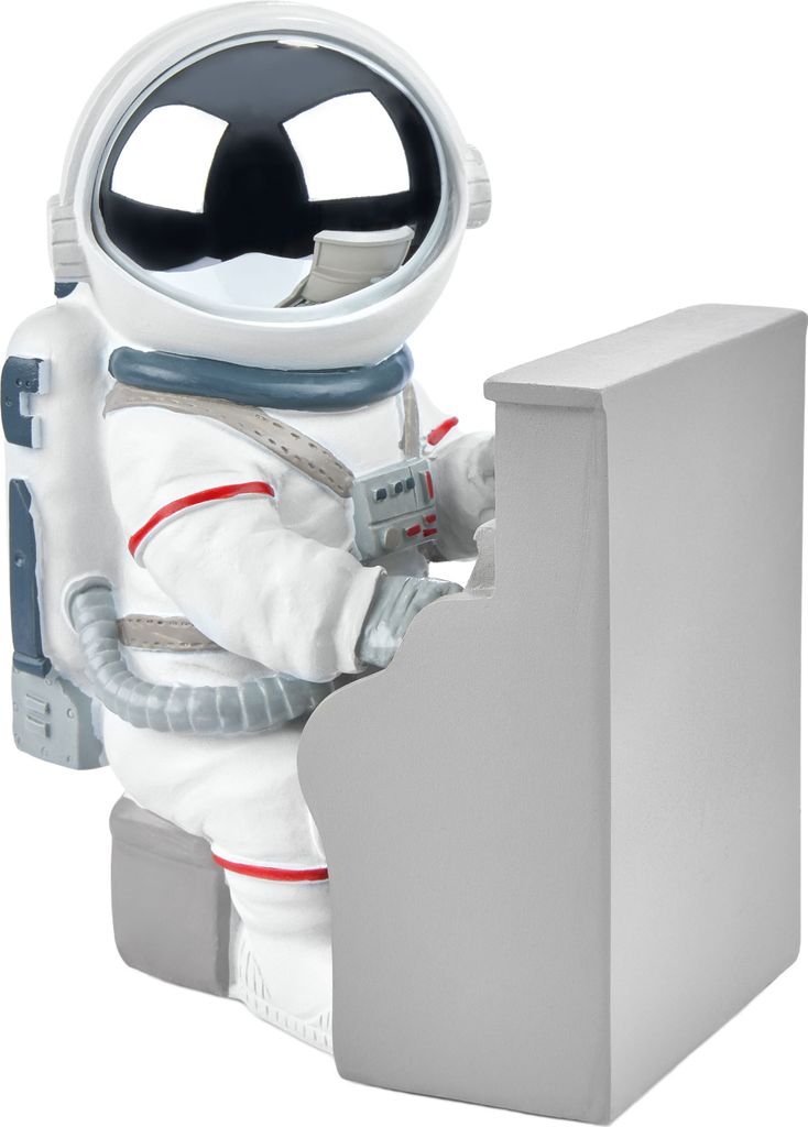 BRUBAKER Dekofigur Astronaut Klavierspieler - 16 cm Weltraum Figur mit Klavier - Handbemalte moderne Statue für Musiker - Weiß, Silber