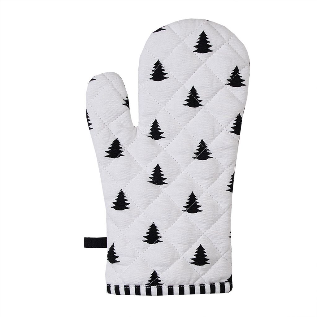 Clayre & Eef Ofenhandschuh 18x30 cm Schwarz Weiß Baumwolle Produktbild 