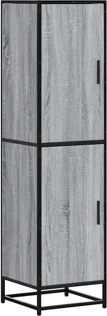 Credenza di Design Grigio Sonoma | Mobile Alto 139cm Legno e Metallo