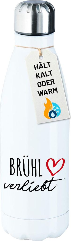Huuraa Trinkflasche Brühl verliebt 500ml White Edelstahl Wasserflasche Trinkflasche Geschenkidee