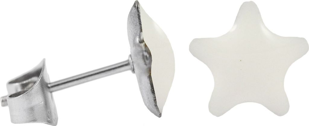 Chirurgenstahl Ohrstecker Emaille Stern Farbe - Weiß