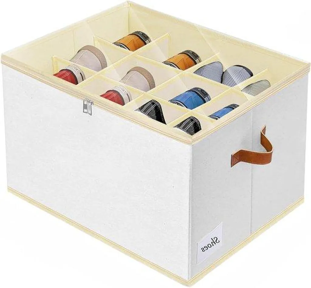 Boîte à chaussures compacte 12 compartiments empilable pour armoire