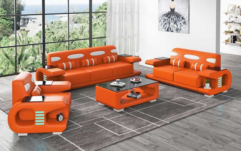 Sofagarnitur Sofa 321 Schwarz Set JVmoebel