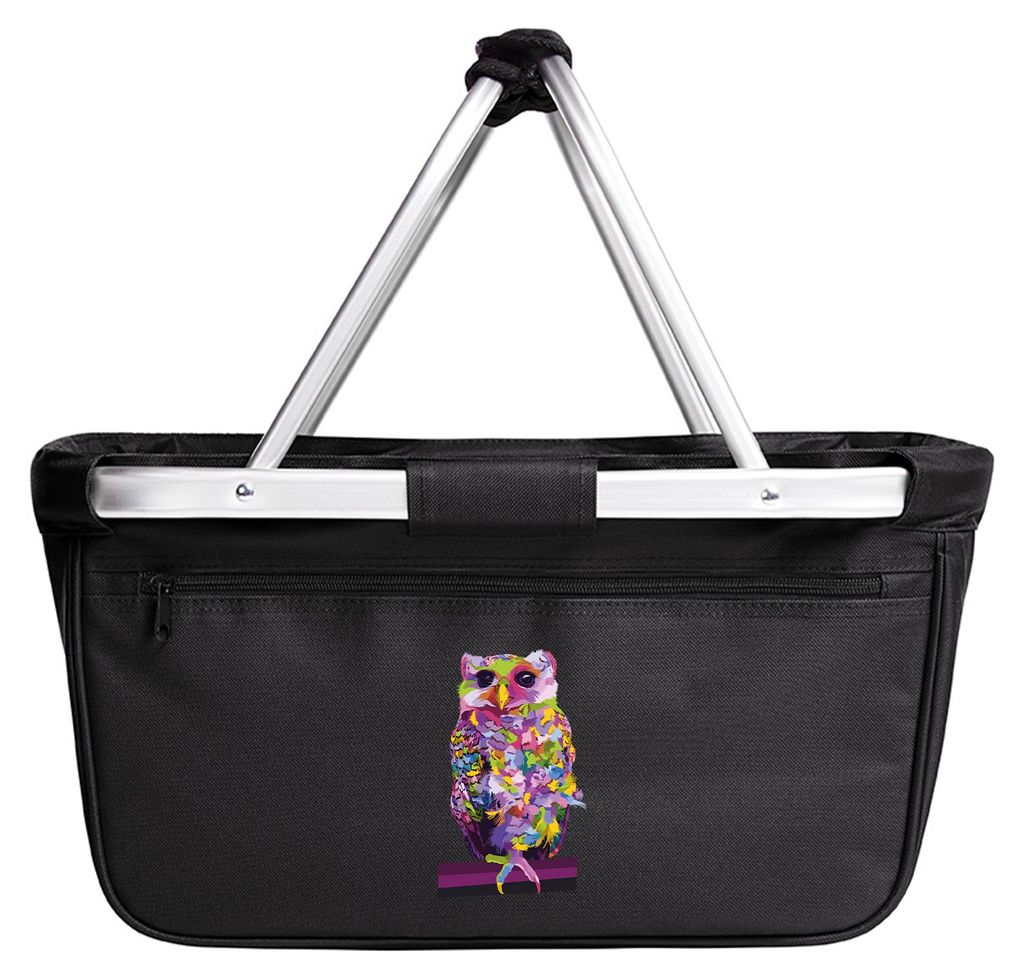 Huuraa Einkaufskorb Eule Colorful 20 Liter Black faltbarer Tragekorb Geschenkidee