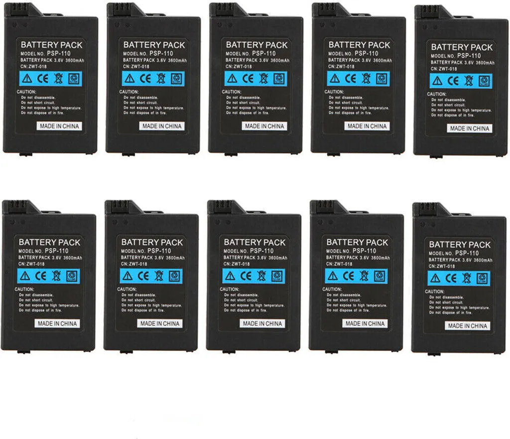 Batterie PSP 2000 3000 Sony - Pack de 10 Blocs 3.6V 3600mAh Rechargeables