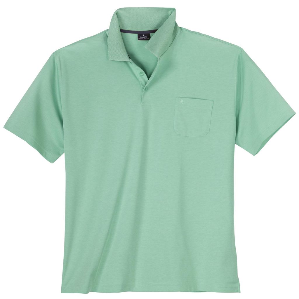 Ragman Übergrößen Poloshirt hellgrün melange