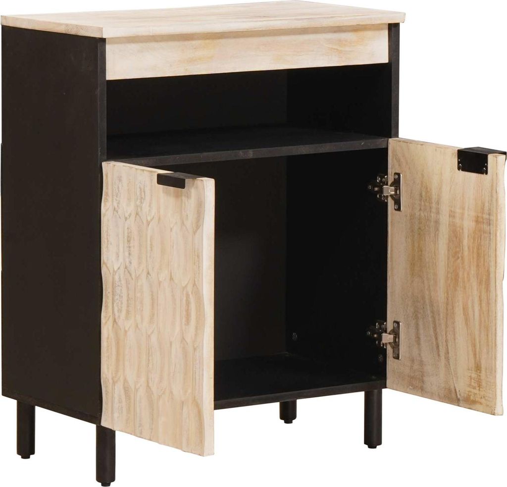 Stabli Möbel Sideboard mit Tür Weiße gewaschene Oberfläche 60x33,5x75 cm - CD- & DVD-Regale CC3028287