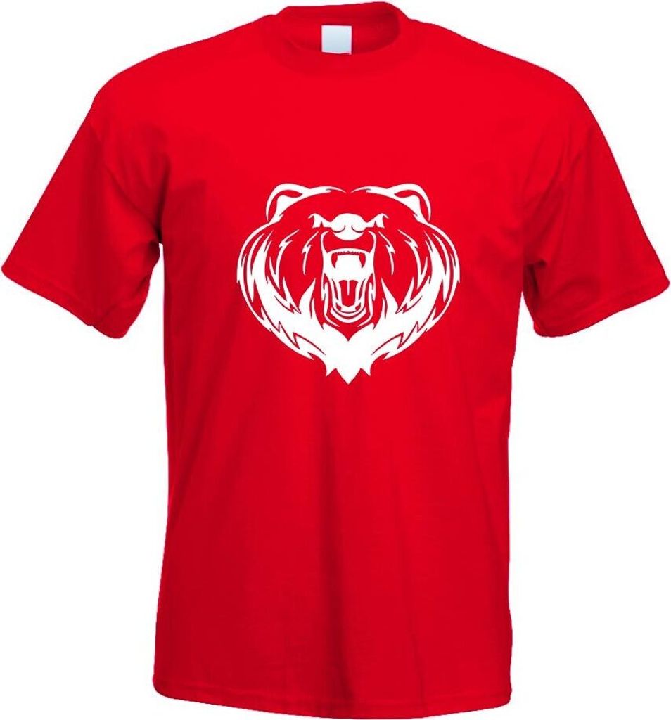 Kiwistar - T-Shirt - rot - Grizzly Bear - Bär - Motiv Bedruckt Funshirt Design Print - mit Motiv Bedruckt - Funshirt Design - Sport - Freizeit - H...