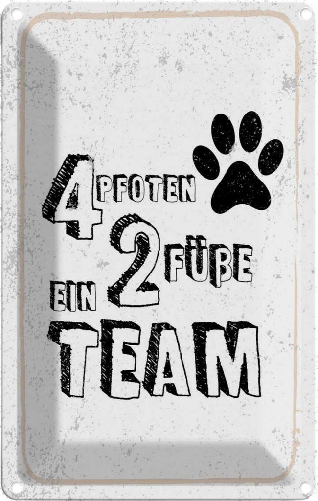 vianmo Blechschild 18x12 cm Tiere 4 Pfoten ein 2 Füße Team Spruch Zitat