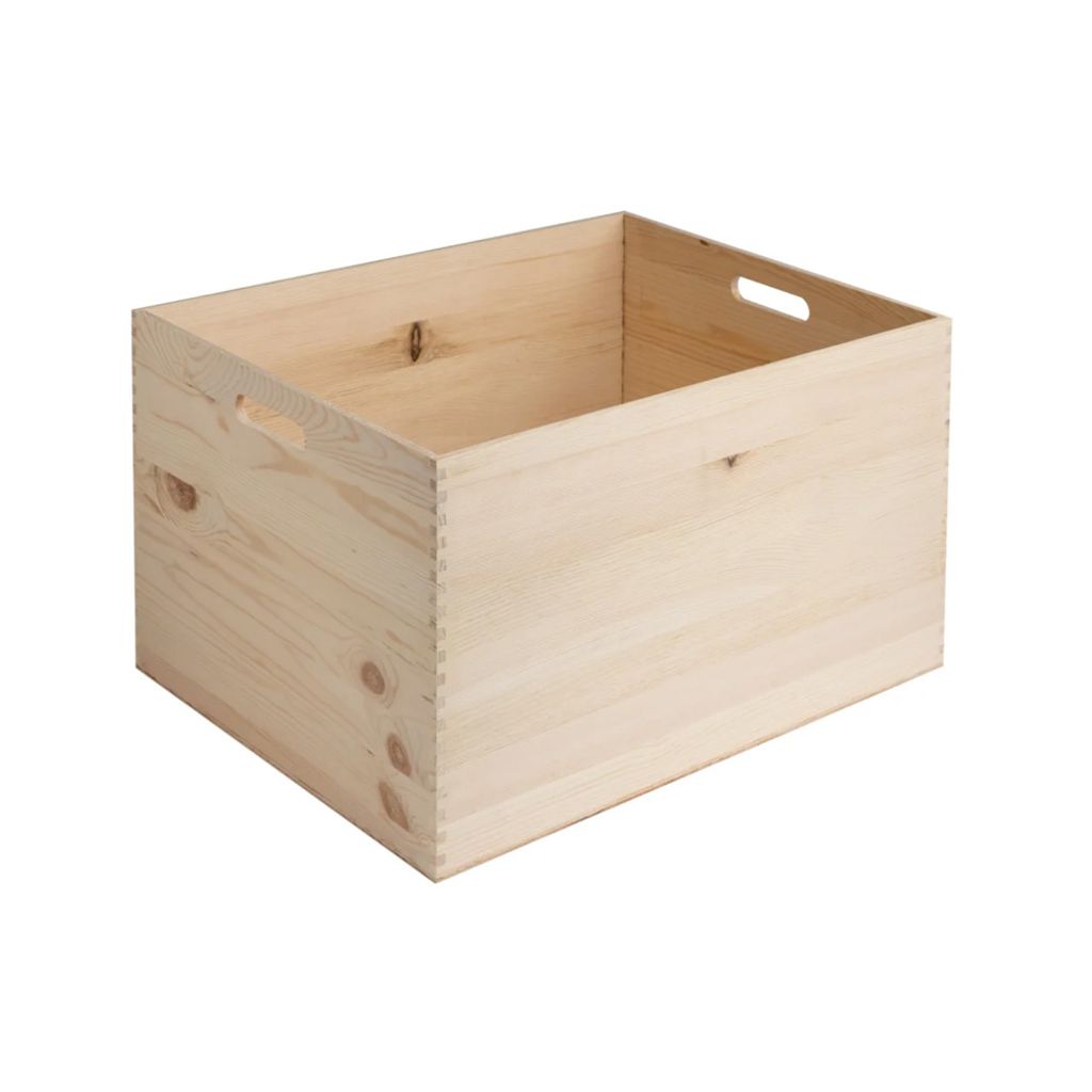 Holzkiste ohne Deckel mit Griffen für verschiedene Produkte – Innenmaße: 50X40X30 | Für Heimwerkerarbeiten, Hochzeitsgeschenke, Geschenkkörbe...